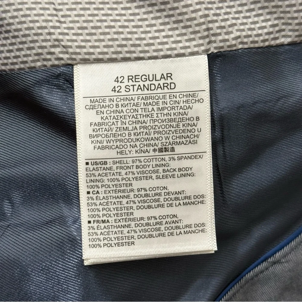 Banana Republic Tailored Fit Blue Blazer‎ Jacket Mens 42R Stretch Cotton